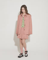 FAUX SUEDE STUDS MINI SKIRT [PINK]