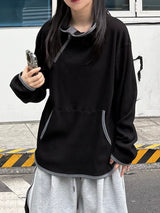 knit diagonal zipper hoodie
