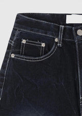 エッジバックプリントワイドデニムパンツ