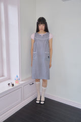 ONE BUTTON GINGHAM CHECK DRESS (BLACK)