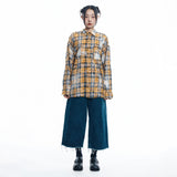 Washed Painted Check Shirt - YELLOW