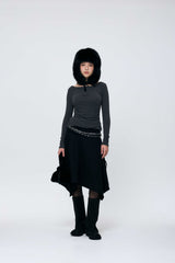 MUREN SHIRRING TOP / CHARCOAL