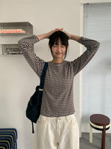 キンバーボーダーラウンド長袖Tシャツ