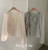 Ribbon shirring blouse(2color)