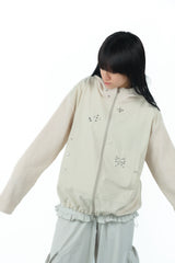 studs nylon knitzip hoodie(white)