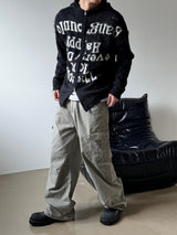 Grayish wide cargo pants