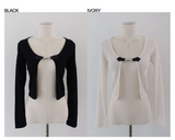 バックルクロップカーディガン (IVORY, BLACK 2COLORS!)