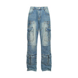 Semi Flare Washed Denim Pants_Blue
