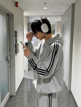 Outside track over hoodie