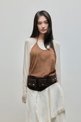 Halter-Tie Suede Apron_Brown