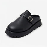 Buckle Round-Toe Clogs Black