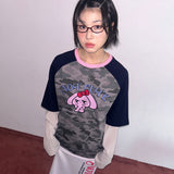 プリントNCレイヤード長袖Tシャツ [カモグレー]