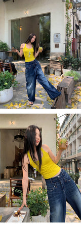 Yellow Sense V-neck sleeveless t-shirt