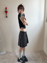 double button wrap skirt
