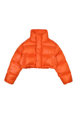 EMBROIDERED CROP PUFFER JACKET ORANGE