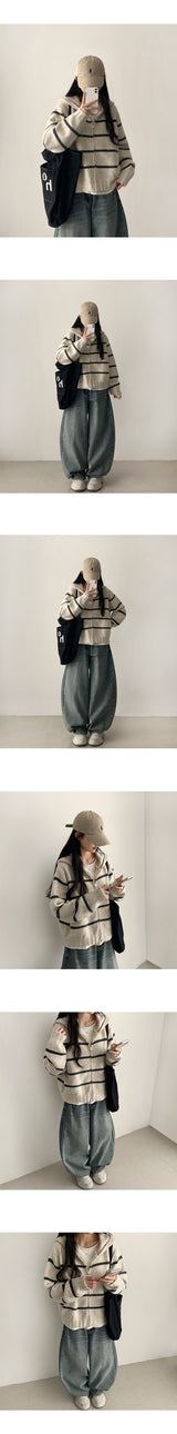 Beetle hem incision denim wide pants