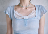 [MADE] Zanne Nouvel Ribbon U-Neck Lace T (Wore by Fromis-9)