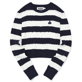 SMALL CHERRY STRIPE CROP KNIT [NAVY]