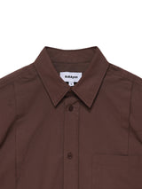 6CRAYON Patchwork Basic Brown Cotton Poplin Embroidered Shirt