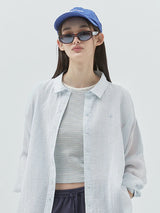 KIRSH PLAIN SEE THROUGH LOOSE FIT SHIRT - SKY 