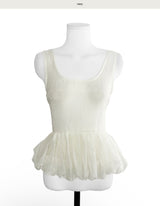 [ fluffy ☁️ ] pringle pumpkin 30% chiffon sleeveless bl