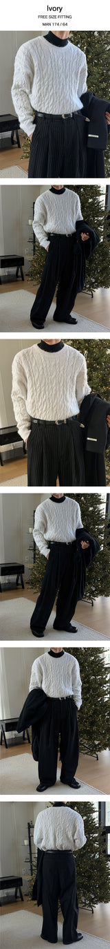 [Unisex] アンゴラケーブルニット(4color)