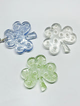 Glittery Pearled  Three-leaf Clover Key-ring Blue / Couple Birthday Gift Bag Phone Lucky Charm