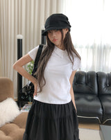 フォルネルアンバランス襟付き半袖Tシャツ