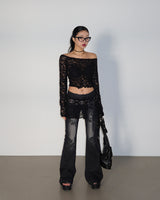 Rose dark blue low bootcut jeans