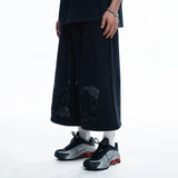 ENOE Patch Sweat Bermuda Pants - BLACK