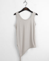 Slim basic layered diagonal long tank top sleeveless