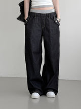 Sagging Non-Faded Raw Denim Pants