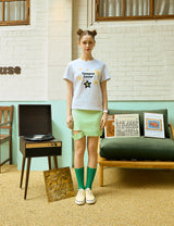 Campus Lover With Star Crew Neck Light Gray Women's Short-Sleeved T-Shirt [For women]