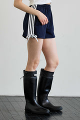 RIBBON JERSEY TRACK MICRO SHORTS / NAVY