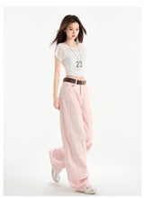 Cherry Blossom Pink Wide Leg Lyocell Denim Jeans