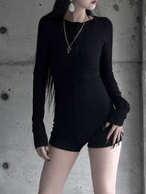 button deep v jumpsuit