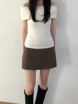 Ground checkered wool skirt (2 colors)
