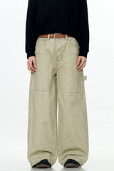 Patchwork Wide-Leg Cargo Pants