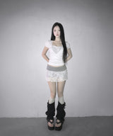 lace rosy puff tee (4colors)