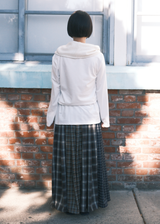 Mix Check Maxi Skirt / Navy