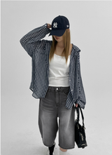 [MADE] Shrut Check Summer Loose Fit Hooded Shirt