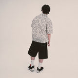 botanical drawing open collar shirt_ivory