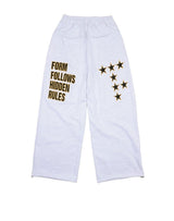 Star Lettering Patch Sweat Pants - White