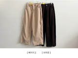 Sand corduroy side pin-tuck wide pants