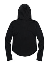SLIM LONG BUTTON HOODIE TOP(BLACK)