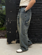 Dying patch carpenter denim