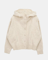 Kuan Hood High-Neck Buttoned Knit Cardigan