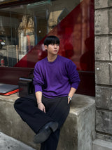 Unbalanced pintuck curved pants