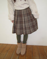 Siha Pleated Midi Check Skirt