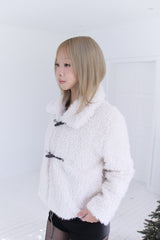Soft wool two-button fur cropped jacket jumper (2colors)